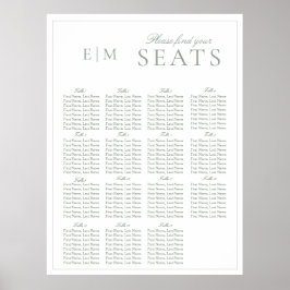 Póster Elegante asiento de Boda en monograma con guión ve