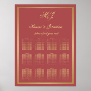 Póster Elegante asiento de marco de monograma de terracot