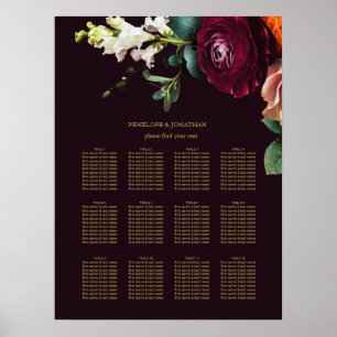 Póster Elegante asiento de tipografía de oro con flores d