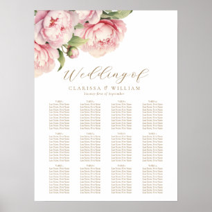 Póster Elegante asiento Rubor Floral Gold Boda blanco