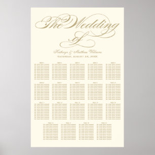 Póster Elegante Asientos de Boda en Marfil con Caligrafía