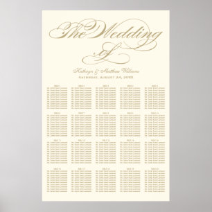 Póster Elegante Asientos de Boda en Marfil con Caligrafía