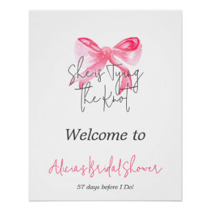 Póster Elegante atando la ducha de novias Knot Pink Bow