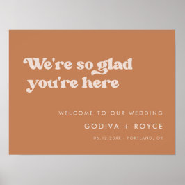 Póster Elegante azúcar marrón retro Muy contento que esté