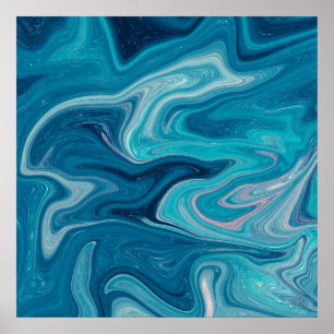 Póster Elegante Azul Abstracto  Poster