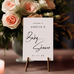 Póster Elegante Baby Shower de bienvenida Minimalista mod
