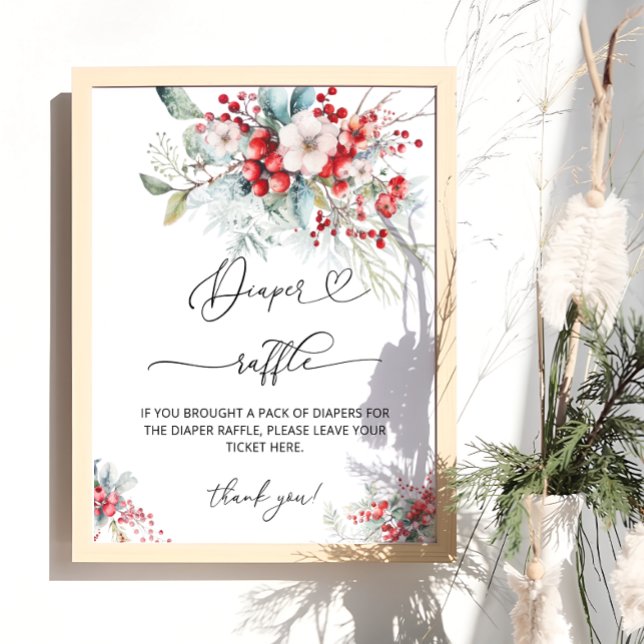 Póster Elegante Baby Shower Floral Floral Diaper Raffle (Subido por el creador)