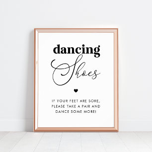 Póster Elegante Bailando Zapatos Boda Corazón Favor Rótul