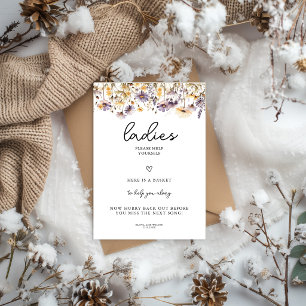 Póster Elegante Baño de Boda Floral Lila Claro