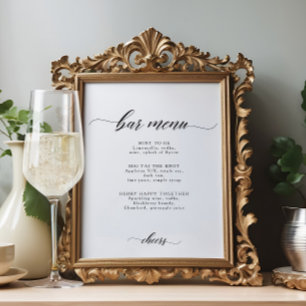 Póster Elegante bar Boda de Moda o Rótulo de cócteles