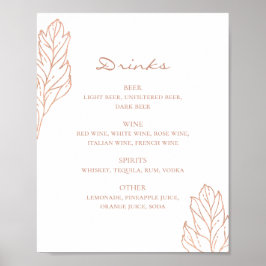 Póster Elegante bar de boda dorado con alcohol. Bebidas b