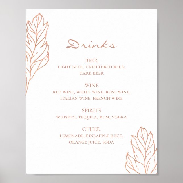 Póster Elegante bar de boda dorado con alcohol. Bebidas b (Frente)