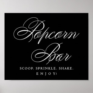 Póster Elegante Bar de palomitas Guión blanco Tabla de