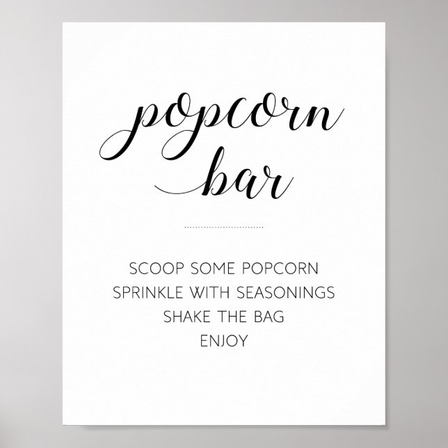 Póster Elegante bar de palomitas Rótulo Boda bufé (Frente)