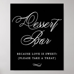Póster Elegante bar de postres caligrafía blanca   Tabla 
