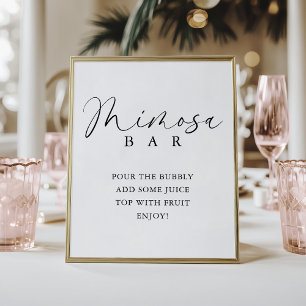 Póster Elegante Bar Mimosa con guión manuscrito