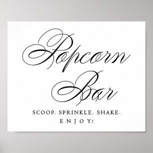 Póster Elegante Bar Popcorn Guión negro Tabla de tratam