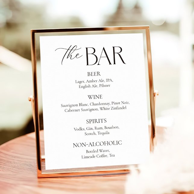 Póster Elegante bar simple de Boda blanco y negro (Subido por el creador)