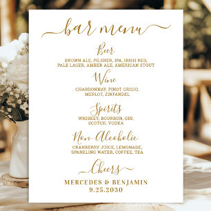 Póster Elegante Bar Wedding Menú de bebida personalizada 