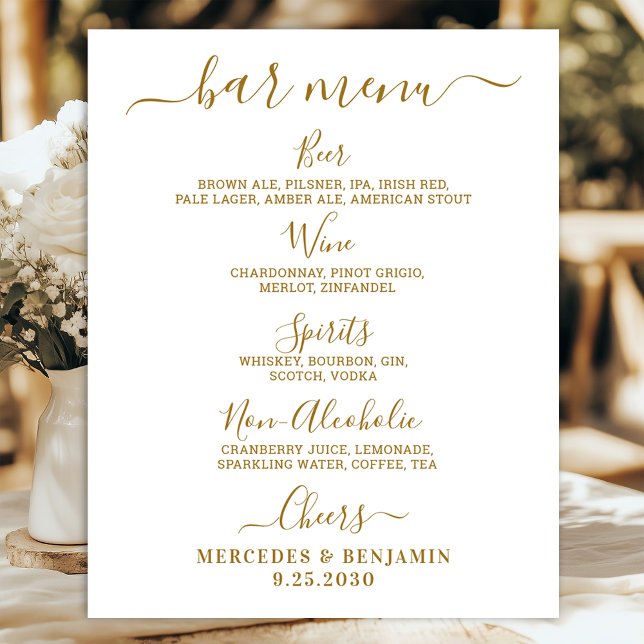 Póster Elegante Bar Wedding Menú de bebida personalizada  (Subido por el creador)