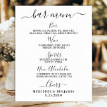 Póster Elegante Bar Wedding Menú de bebidas personalizado<br><div class="desc">Menú de barras. Sencillo pero elegante caligrafía, este cartel de bar de bebidas boda incluye cuatro bebidas: "Cerveza", "Vino", "Espíritu" y "No Alcohólico", personalizadas con las bebidas que elijas. Personalizar este elegante cartel de boda con sus nombres y menú de bebidas del bar boda! DERECHOS RESERVADOS © 2020 Judy Burrows,...</div>
