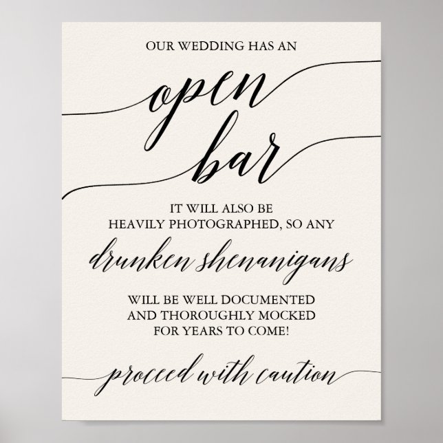 Póster Elegante barra de apertura de caligrafía negra cre (Frente)