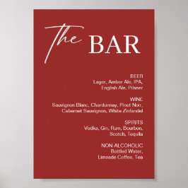 Póster Elegante barra de bodas de Navidad en color burdeo