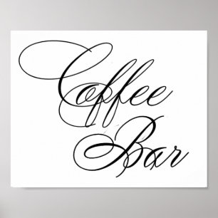Póster Elegante barra de café guión negro Tabla horizon