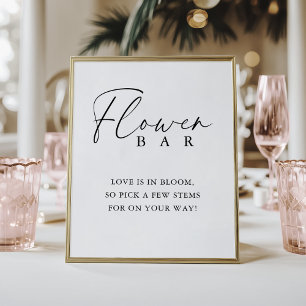 Póster Elegante barra de flor manuscrita de ducha con gui