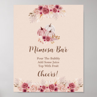 Póster Elegante barra de Mimosa de calabaza Boho de otoño