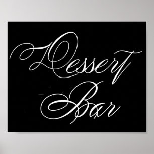 Póster Elegante barra de postres Guión blanco Rótulo ho
