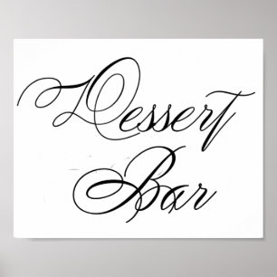 Póster Elegante barra de postres guión negro Rótulo hor