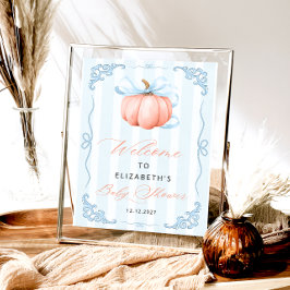Póster Elegante barrido de calabaza azul Baby Shower