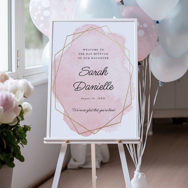 Póster Elegante Bat Rosa Mitzvah Bienvenida (Subido por el creador)