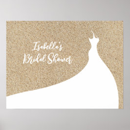 Póster Elegante Beach Bridal Shower Poster blanco