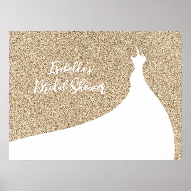 Póster Elegante Beach Bridal Shower Poster blanco (Frente)