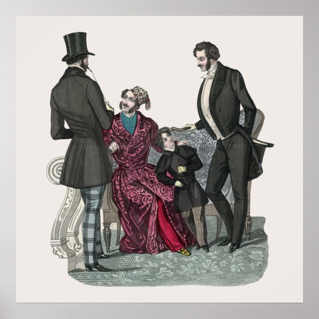 Póster Elegante Biedermeier Gentlemen Poster (Frente)