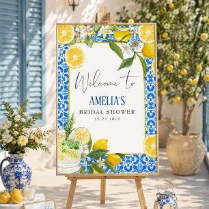 Póster Elegante Bienvenida a la Ducha de Novia Mediterrán