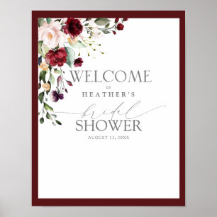 Póster Elegante Bienvenida a la Ducha Nupcial con Floral