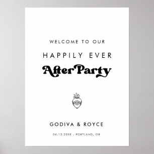Póster Elegante bienvenida a nuestra feliz historia despu
