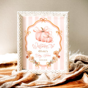 Póster Elegante Bienvenida al Baby Shower Floral de Otoño