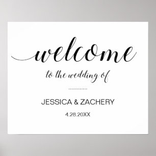 Póster Elegante Bienvenida Al Boda De
