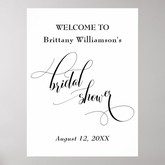 Póster Elegante bienvenida al Rótulo Bridal Shower (Frente)