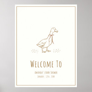 Póster Elegante Bienvenida al Shower de Bebé Boho Silvest