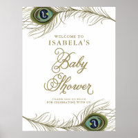 Elegante bienvenida Baby Shower a la pluma de Peac