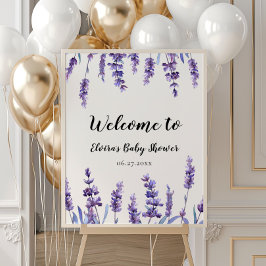 Póster Elegante bienvenida de Baby Shower de lavanda flor