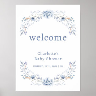 Póster Elegante bienvenida de Baby Shower de Winter Blue 
