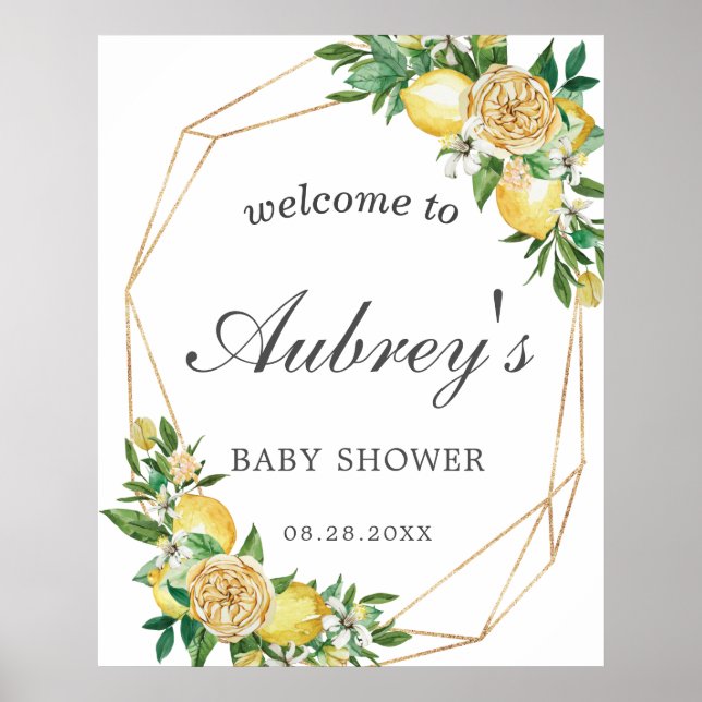 Póster Elegante bienvenida de Baby Shower geométrica con  (Frente)