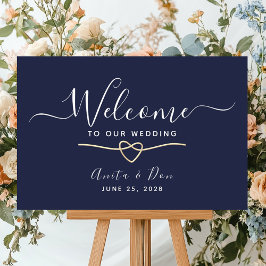 Póster Elegante Bienvenida de Boda Azul Marino