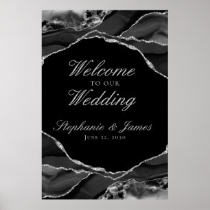 Póster Elegante Bienvenida de Boda con Agata de Papel de